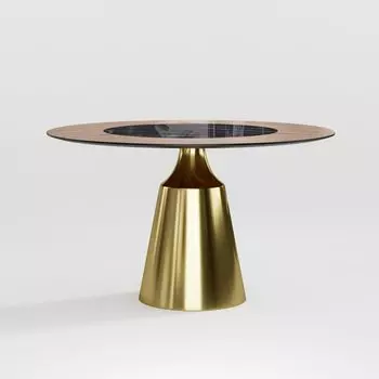 Стол круглый Lucas 140, шпон, керамика глянцевая, черная