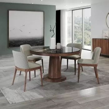 Стол круглый обеденный Bilbo 110, керамика глянцевая черная