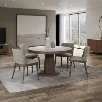 Стол круглый обеденный Bilbo 110, керамика матовая белая