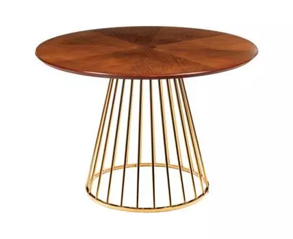 Стол Liverpool диам.110см, шпон орех "солнышко" с золотистыми ножками