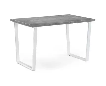 Стол Лота Лофт 120 25 мм бетон / белый матовый (хром, 100)