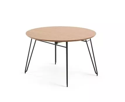 Стол Novaks 120 (200) х120 черный, шпон дерева