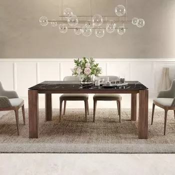 Стол обеденный Aron 200, керамика глянцевая черная