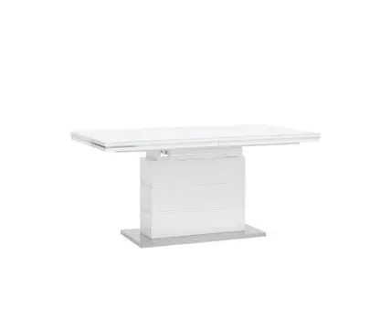 Стол обеденный Глазго раскладной 160-215*90 глянцевый белый