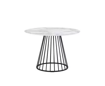 Стол обеденный Ливерпуль 110*110 белый мрамор черная ножка