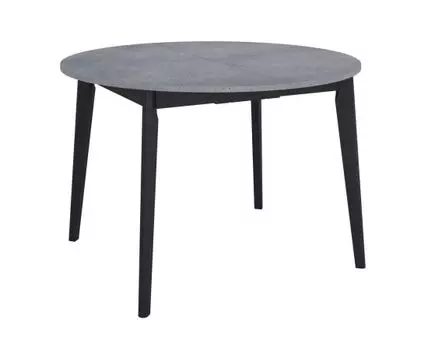 Стол Oslo круглый раскладной 110-140x110x76см, Бетон Портленд, чёрный
