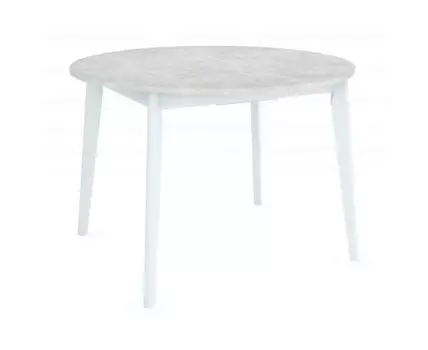 Стол Oslo круглый раскладной 110-140x110x76см, Бетон лайт, белый