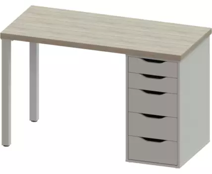 Стол письменный Ингар 1/5Т 120x75x55, дуб беленый/белый