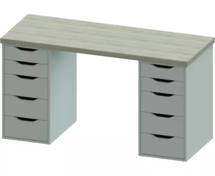 Стол письменный Ингар 2/55 140x75x55, дуб беленый/белый