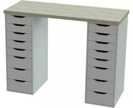 Стол письменный Ингар 2/88 140x106x55, дуб беленый/белый