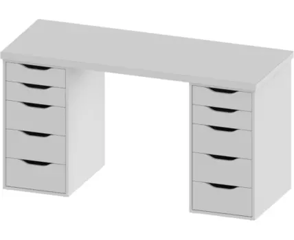 Стол письменный Ингар белый, 140x75, с двумя тумбами