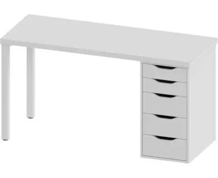 Стол письменный Ингар белый, 140x75, с одной тумбой