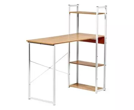 Стол письменный с полками Frame 100x45x110 см, светлое дерево, белый