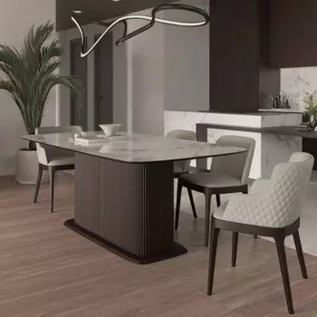 Стол прямоугольныи Denver 180, керамика глянцевая, опора дерево