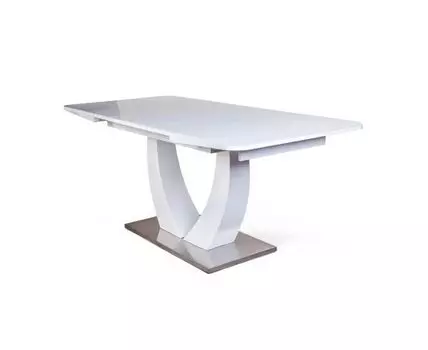 Стол раскладной Adams (140+40 см) закаленное стекло белый
