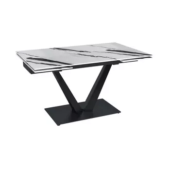 Стол раскладной Malibu (140+40+40), керамика глянцевая Panda White