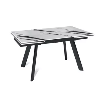 Стол раскладной Stone (140+40+40), керамика глянцевая Panda white