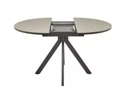 Стол Rudolf круглый раскладной 100-130x100x75см, Бетон слюда, чёрный