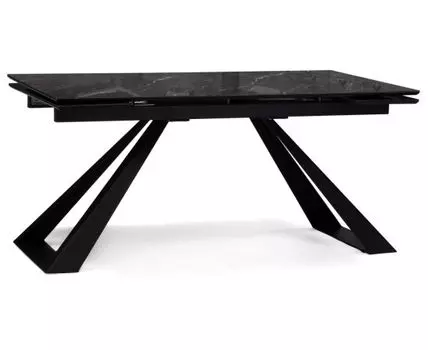 Стол стеклянный Маккарти 160(220)х90х75 дарк / черный