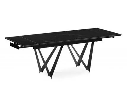 Стол стеклянный Марвин 160(220)х90х76 черный мрамор / черный
