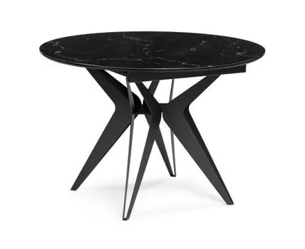 Стол стеклянный Рикла 110(150)х110х76 черный мрамор / черный