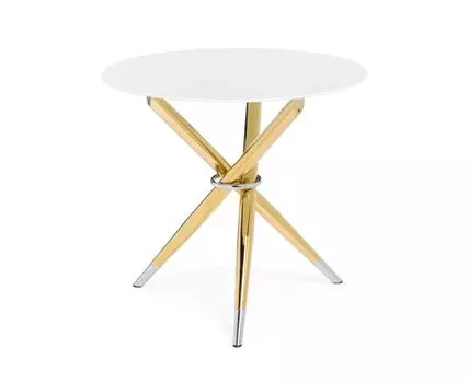 Стол стеклянный Rock 80х75 white / gold