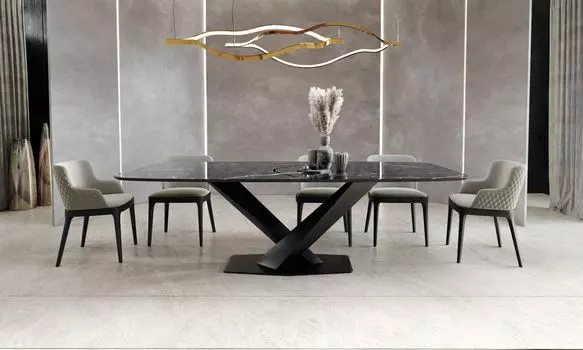 Стол Toros 230 овальный, керамика глянцевая черная