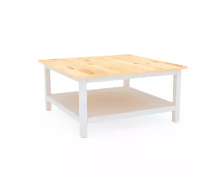 Стол журнальный Ф-156.07 90х90 из массива сосны, цвет белый