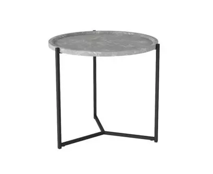 Стол журнальный Калифорния Бруно Серый мрамор/черный