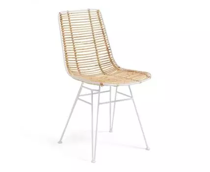 Стул Ashanti белая сталь и ротанг