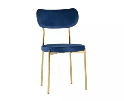 Стул Барбара велюр синий золотые ножки