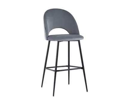 Стул барный Меган велюр серый