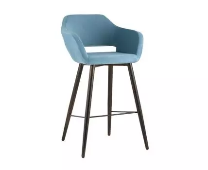 Стул барный Саймон велюр пыльно-голубой