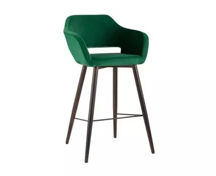 Стул барный Саймон велюр темно-зеленый