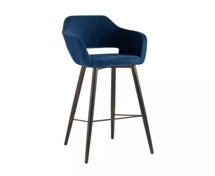 Стул барный Саймон велюр тёмно-синий