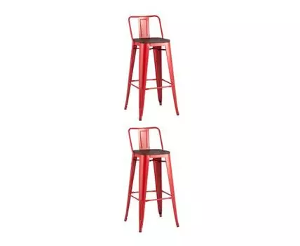 Стул барный TOLIX WOOD со спинкой красный глянцевый 2 шт