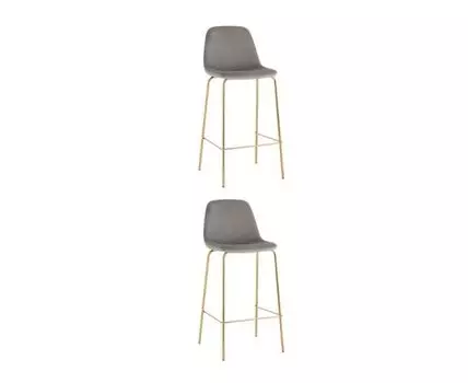 Стул барный Валенсия SN велюр серый золотые ножки 2 шт