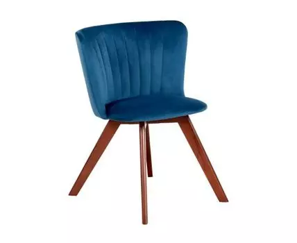 Стул Bella синий, темный орех