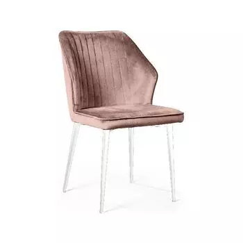 Стул Berg, бархат бежевый 5 / белый конус