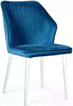Стул Berg, бархат синий 29 / белый конус