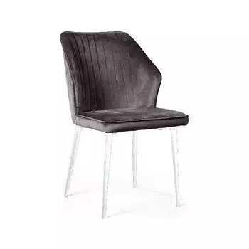 Стул Berg, бархат светло-серый 26 / белый конус