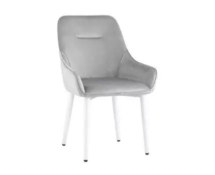 Стул Диана велюр серый ножки белые