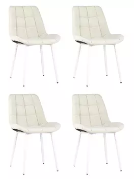 Стул Флекс велюр светло-бежевый белые ножки 4 шт.