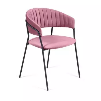 Стул Kelly с подлокотниками, бархат пудровый 15