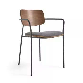 Стул Maureen ясеневый шпон в темной отделке и металл с отделкой из латуни