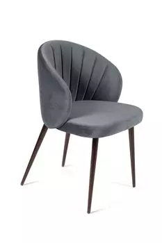 Стул Mont Blanc, бархат светло-серый 26 / черный конус