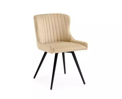 Стул на металлокаркасе Хабри бежевый / черный глянец