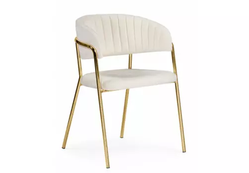 Стул на металлокаркасе Kamelia белый / ткань золотые ножки