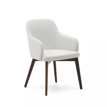 Стул Nelida из бежевой синели с ножками в темной отделке