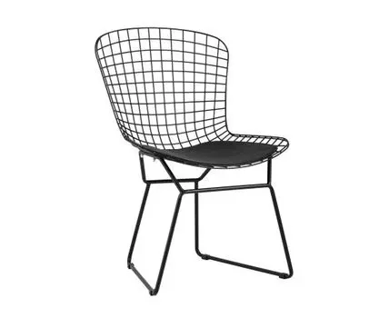 Стул обеденный Bertoia черный с черной подушкой